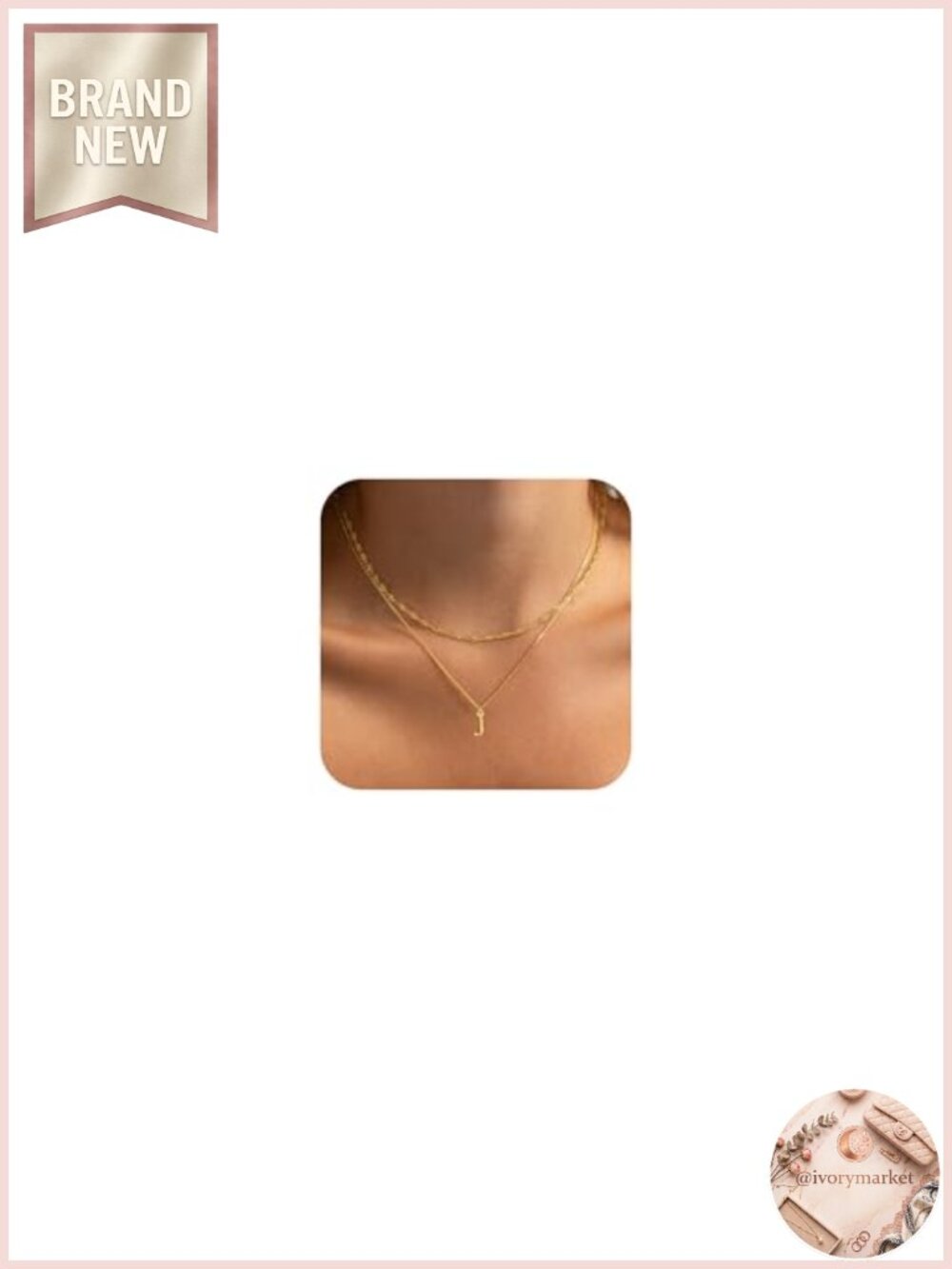 14K Gold Plated Initial Layered Necklace Set Dainty Letter Pendant Choker Gift